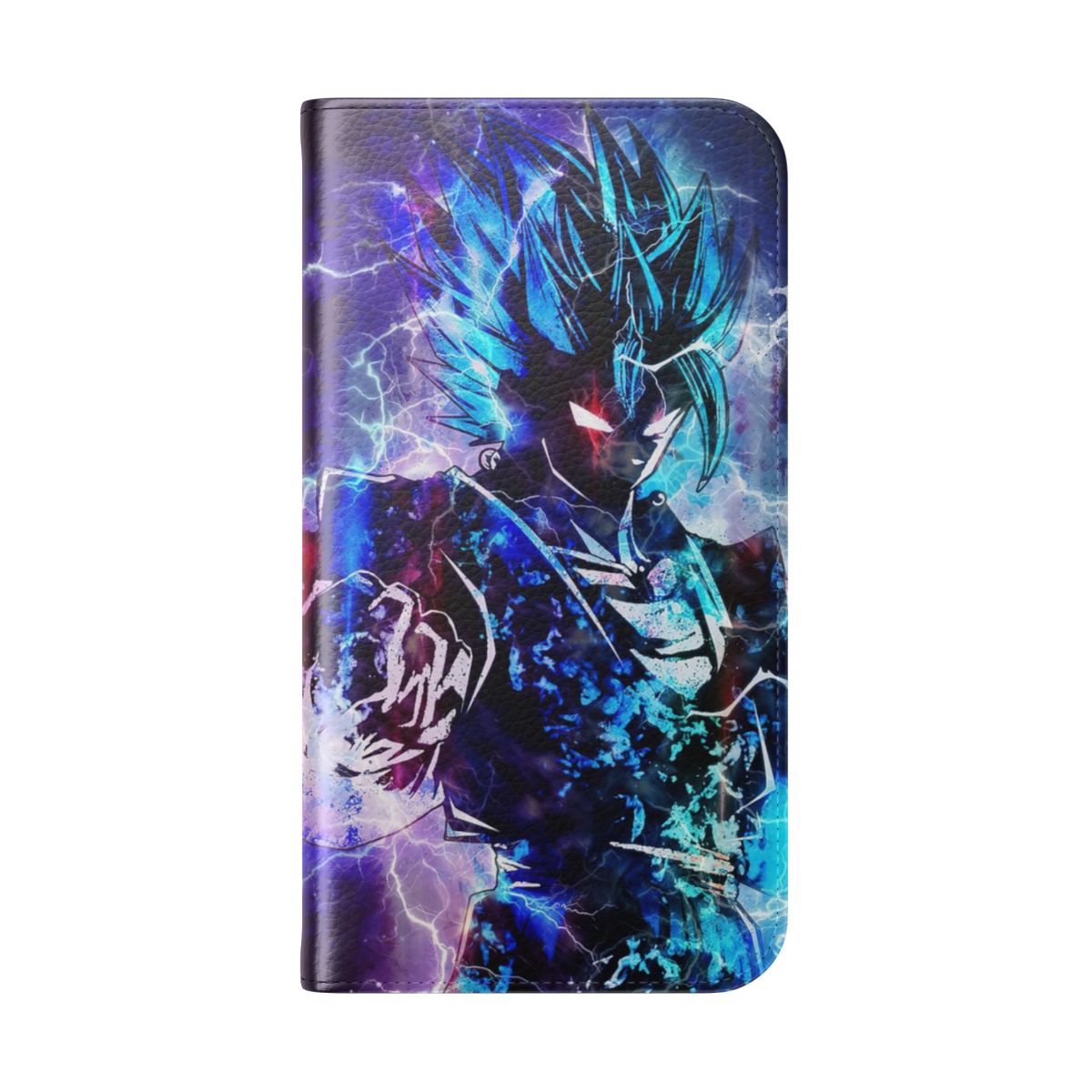 Anime-inspired Dragonball Z-themed flip phone case with characters like Goku, Vegeta, and Gohan. - Folded Back