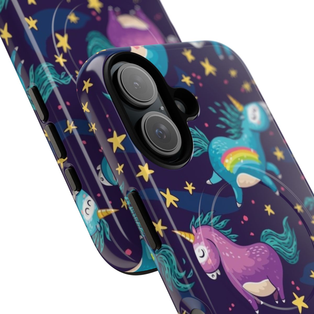 Colorful phone case with a magical unicorn design - Detail