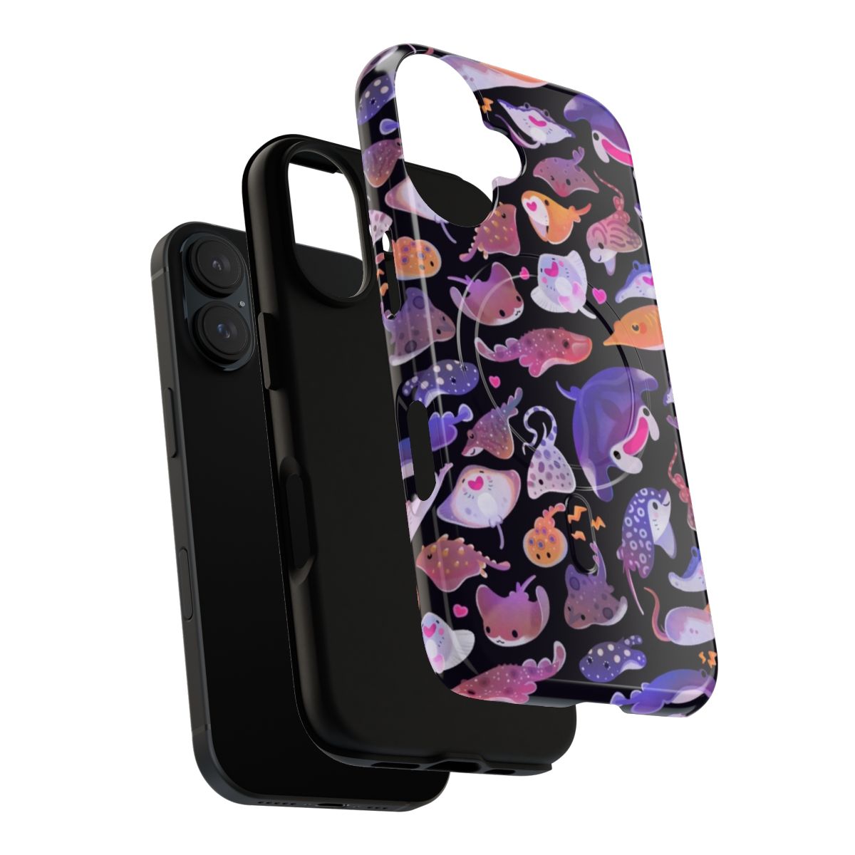 Magnetic phone case with a vibrant ray design for ocean and marine life enthusiasts - Layers