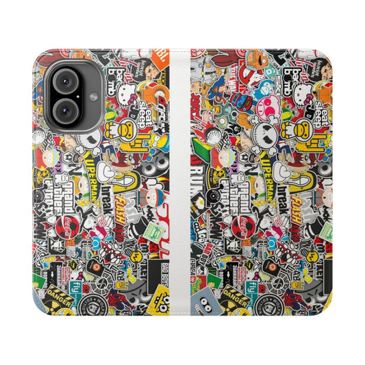 Sticker Bomb Flip Cover Phone Case for Smartphones