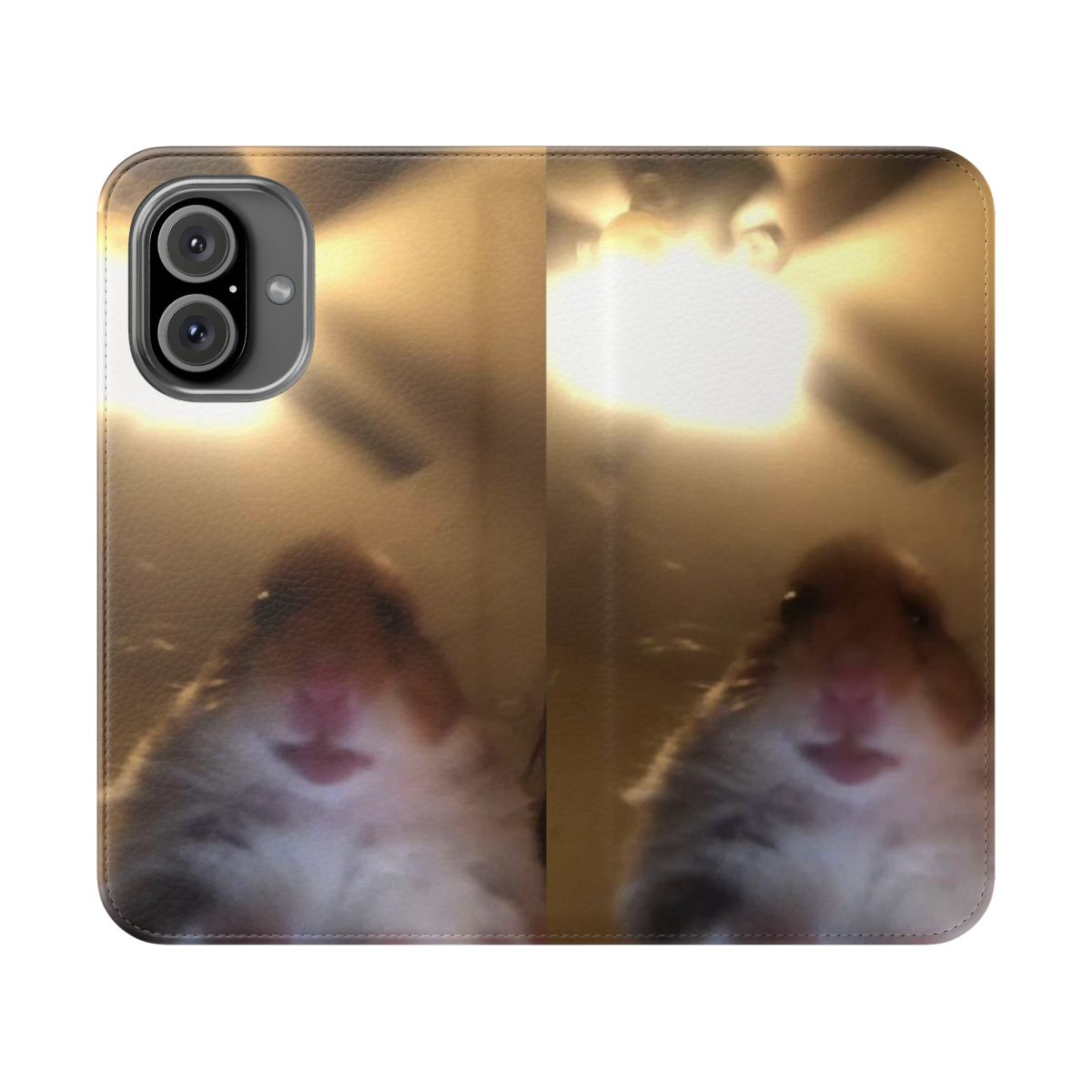 Staring hamster meme printed on a high-quality phone case