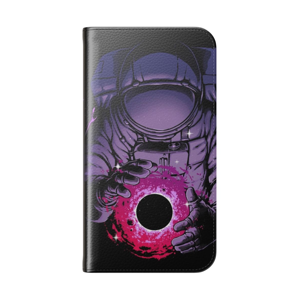 Deep space flip phone case with cosmic design - Folded Back