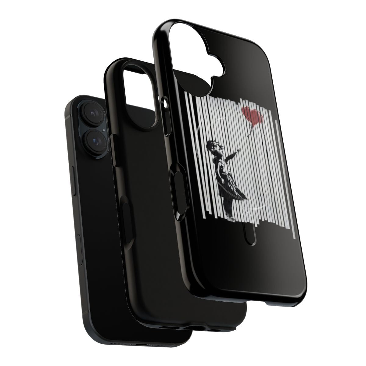 Banksy inspired tough magnetic phone case with shredded balloon girl street art design - Layers