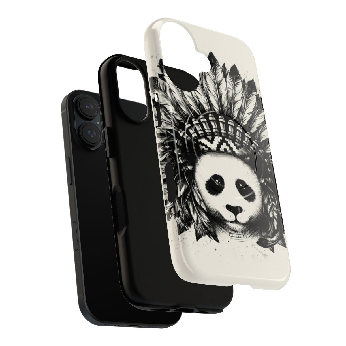 Magnetic tough phone case with panda and native american inspired designs - Layers