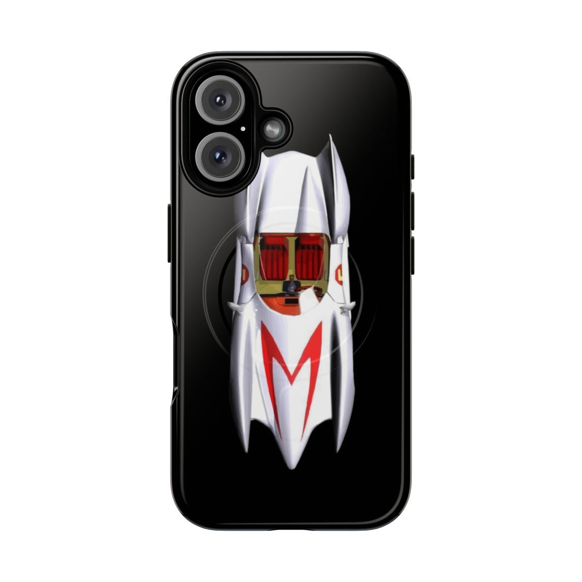 Vintage-style phone case featuring the iconic Mach 5 car from the classic anime series Speed Racer