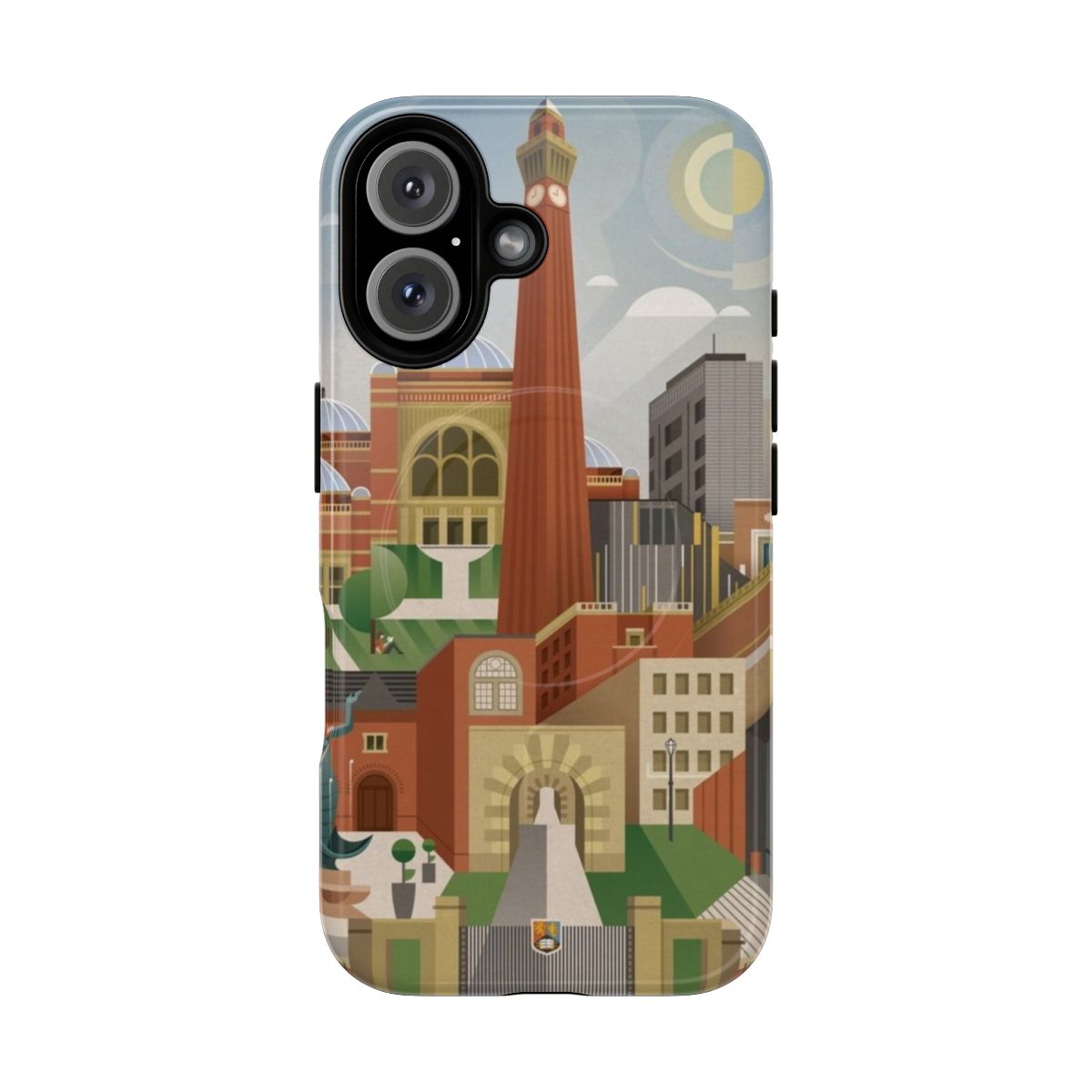 Magnetic tough phone case featuring University of Birmingham landmarks like Old Joe and Aston Webb Building