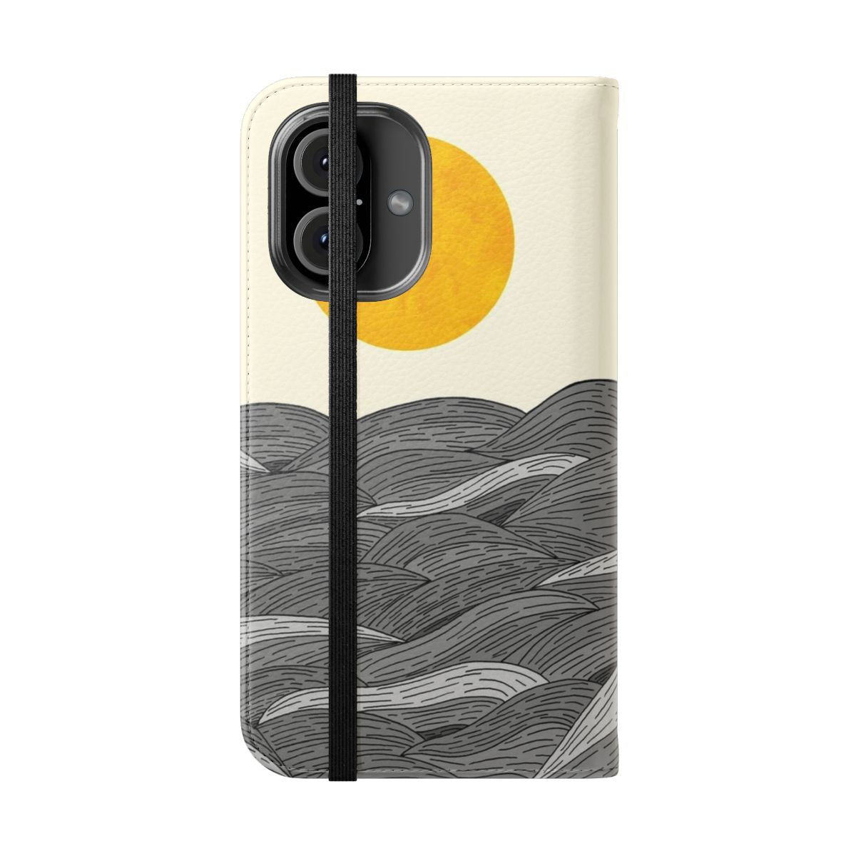 Minimalist grey waves pattern phone case cover - Folded Front