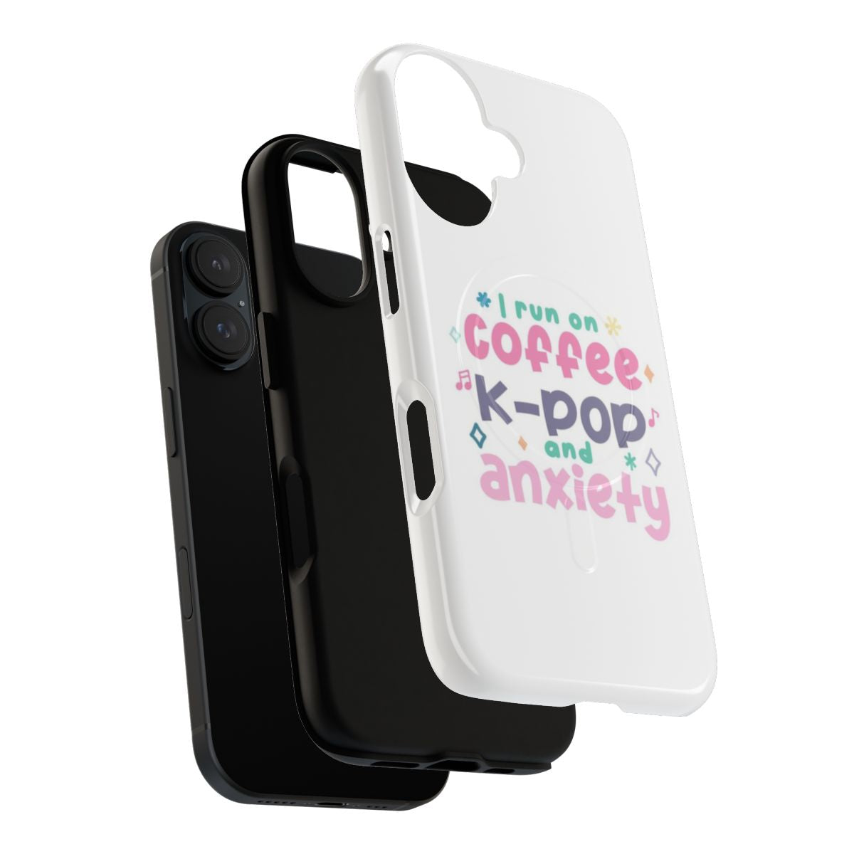 Magnetic tough phone case with k-pop, anxiety, and coffee design - Layers