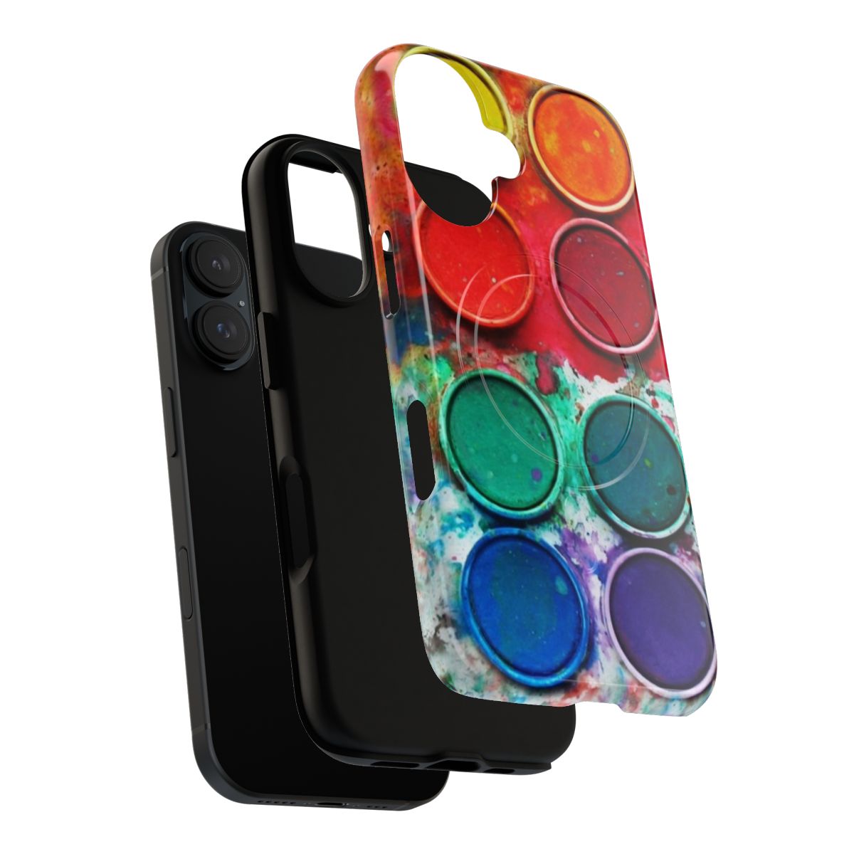 Vibrant Paintbox Palette Magnetic Phone Case featuring an artistic, abstract pattern - Layers