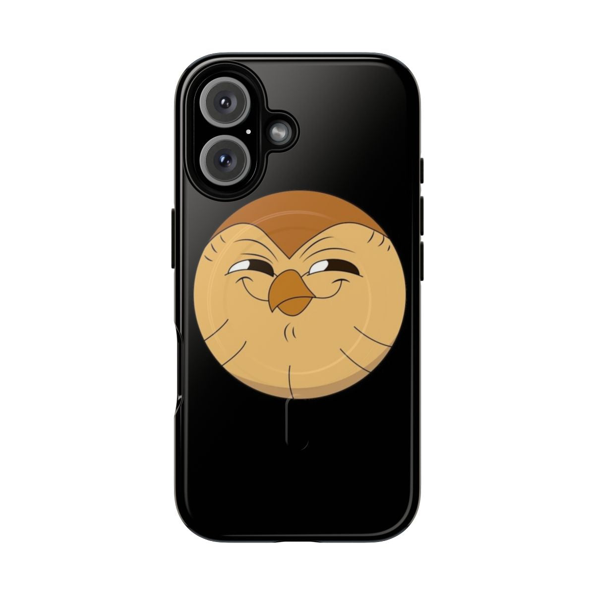 Cartoon image of Hooty the owl from the animated series "The Owl House" printed on a durable phone case.