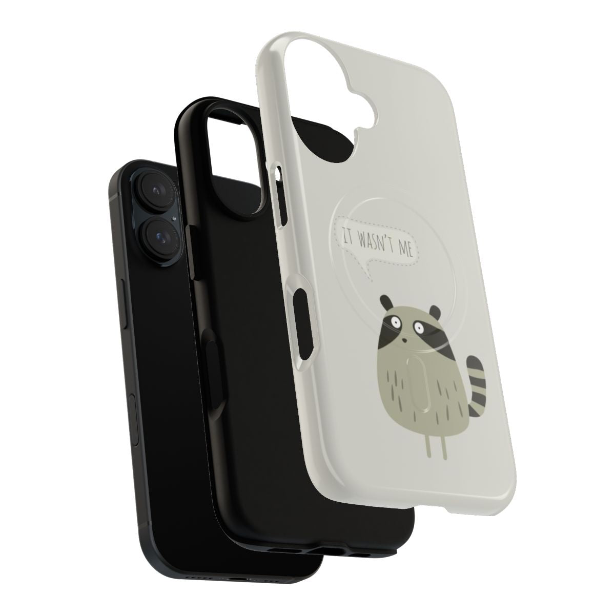 A durable magnetic phone case featuring a cute raccoon design for nature enthusiasts. - Layers