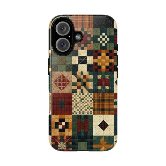 Autumn patchwork pattern magnetic tough phone case