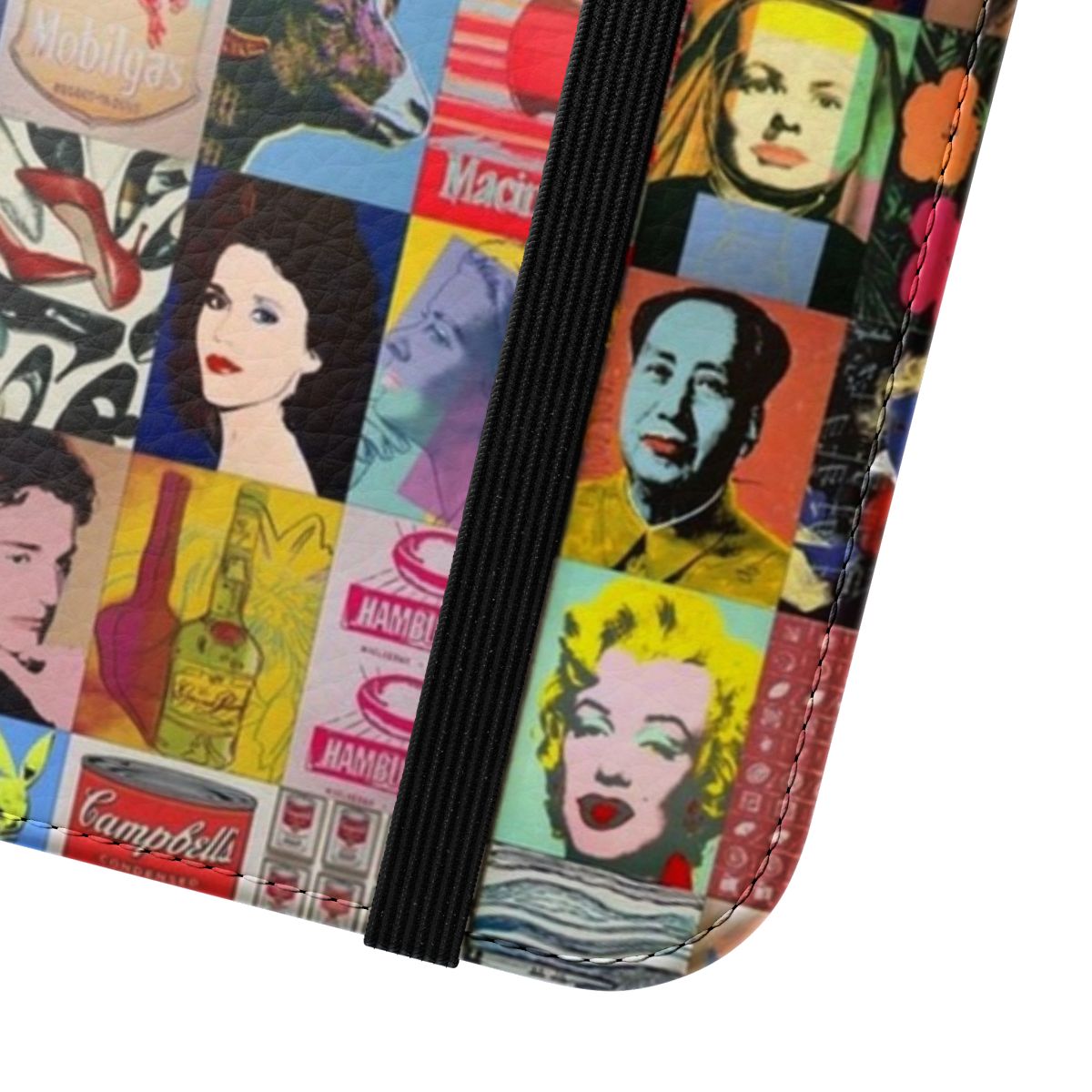 Colorful pop art phone case with Andy Warhol-inspired design - Close Up