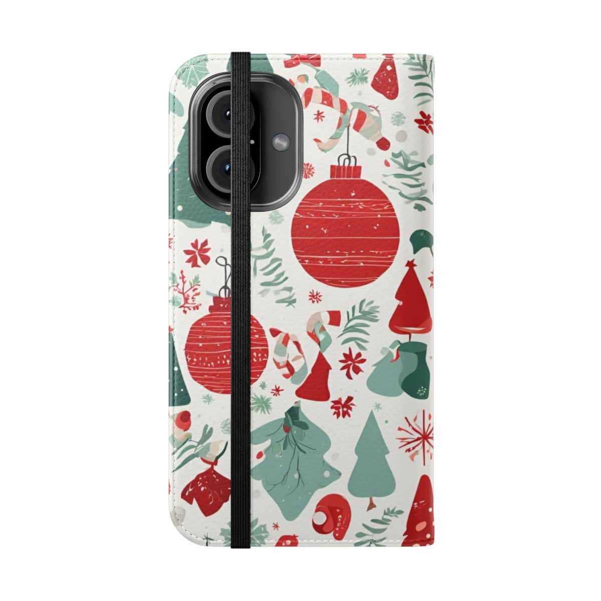 Festive Christmas-themed flip phone case cover - Folded Front