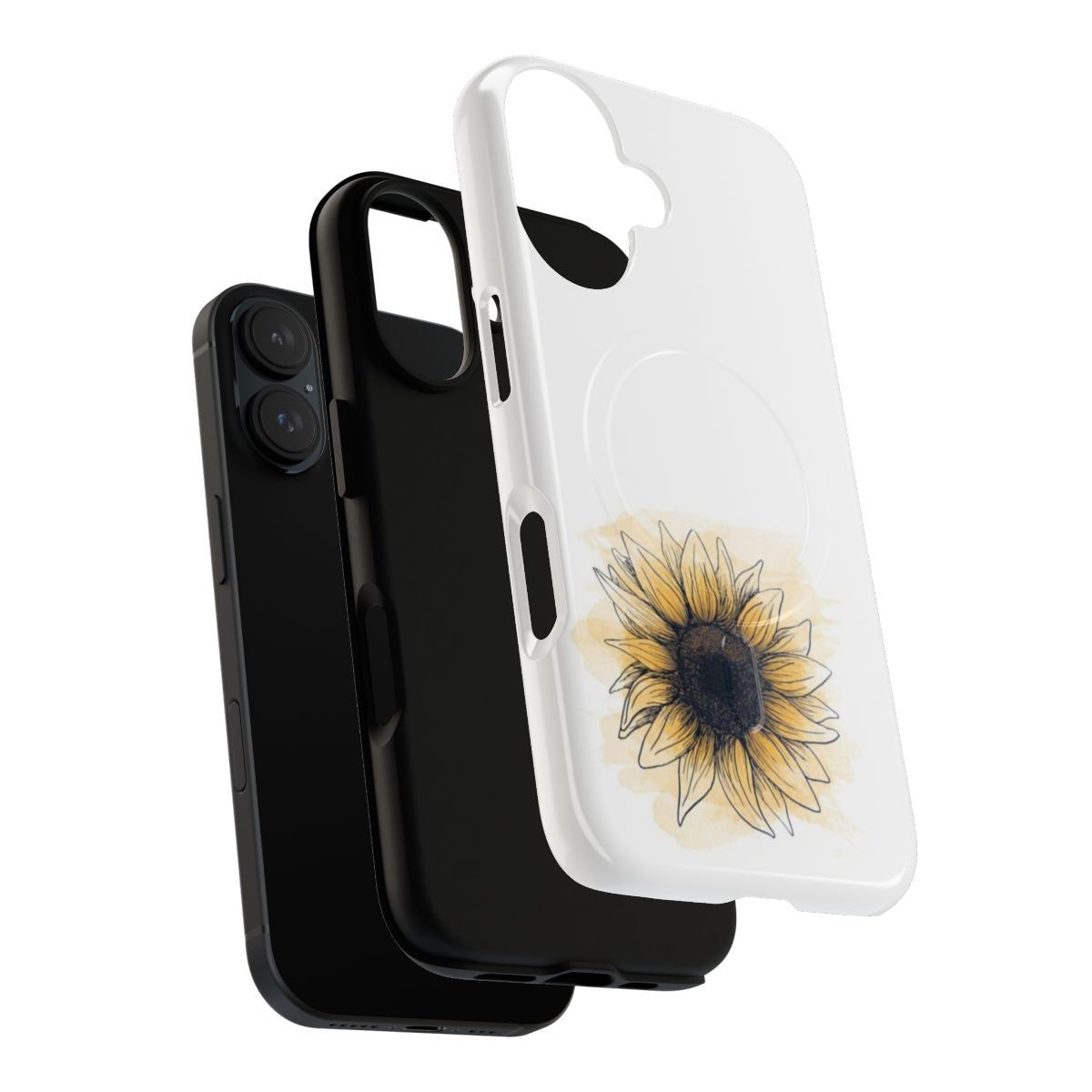 Sunflower watercolor design on a tough magnetic phone case - Layers