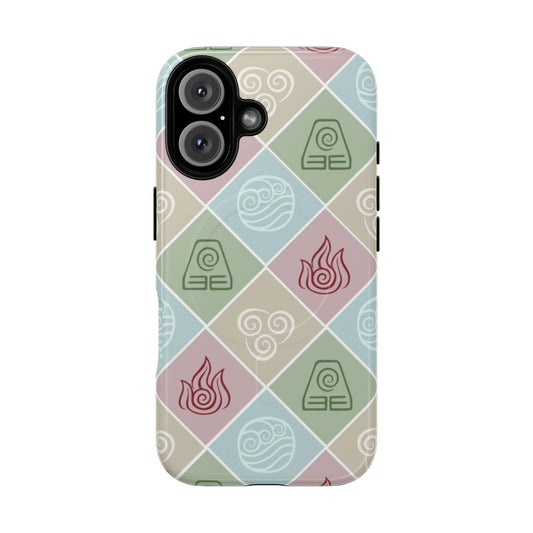 Magnetic tough phone case with four elements design, inspired by Avatar: The Last Airbender