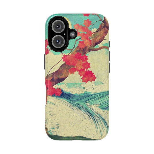 Stunning nature landscape with ocean waves and trees, printed on a magnetic tough phone case.