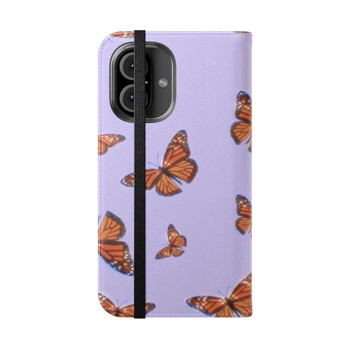 Elegant butterfly phone case with a pastel purple pattern - Folded Front