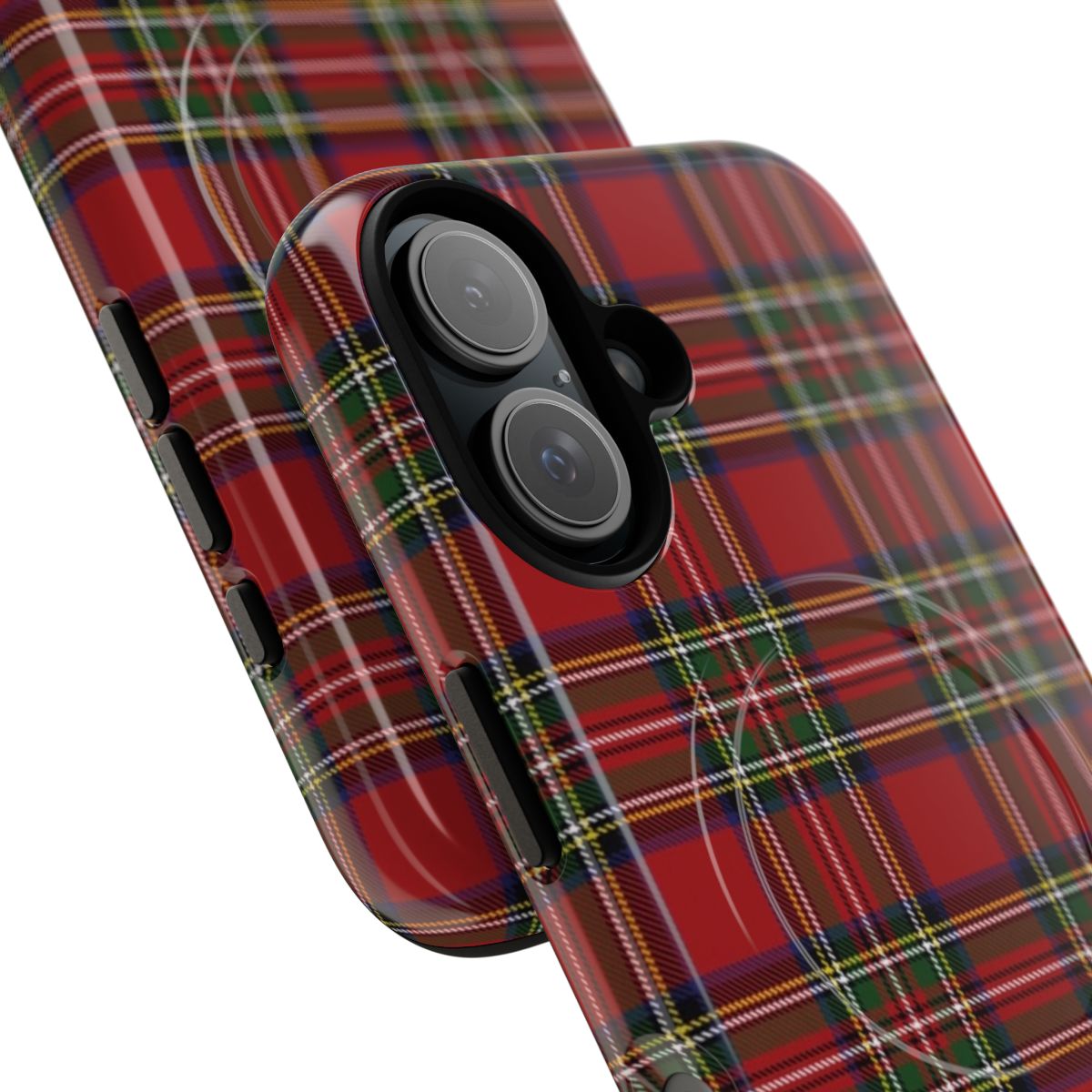 Stewart clan tartan phone case with a large magnetic closure - Detail