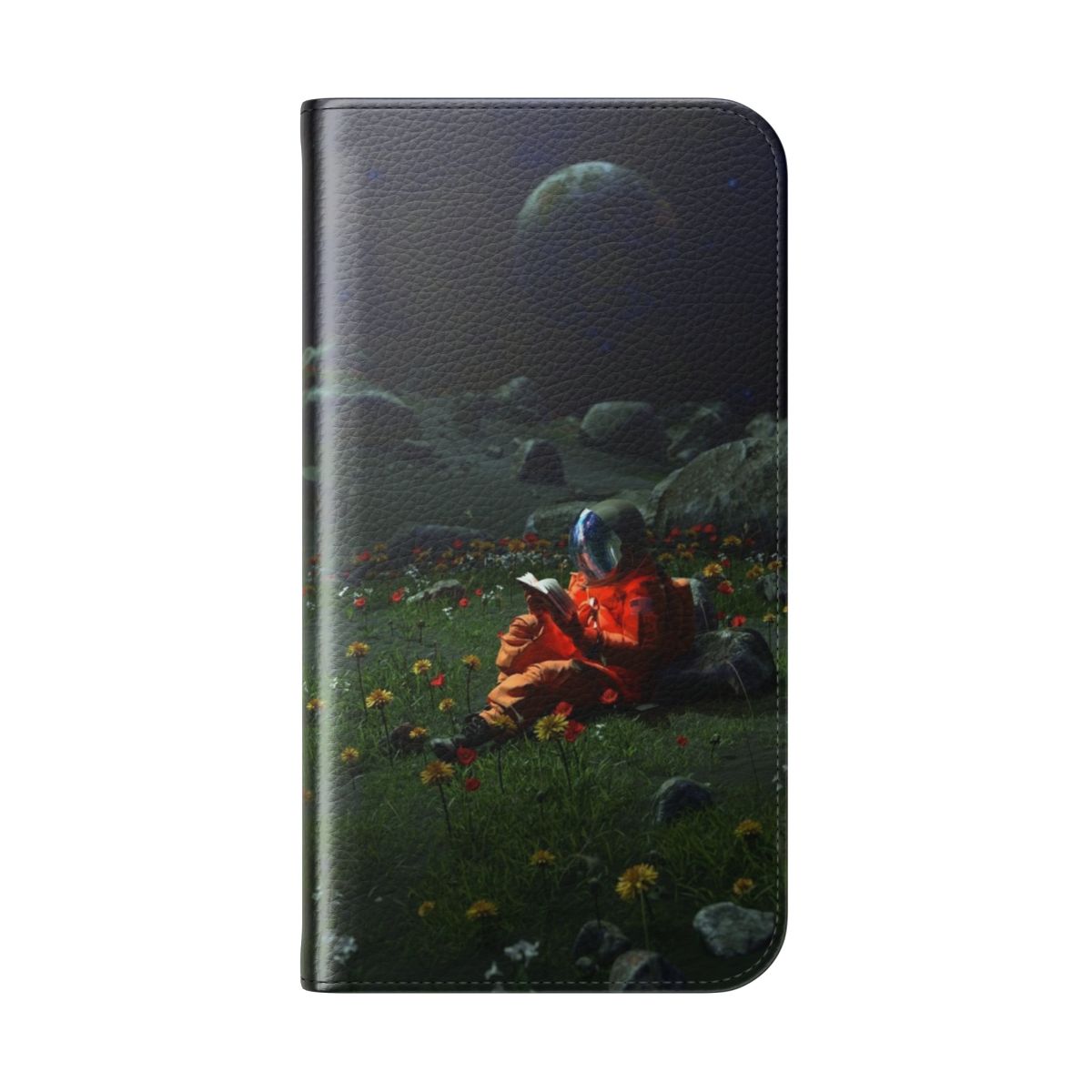 Cosmic phone case with surreal space and celestial imagery - Folded Back