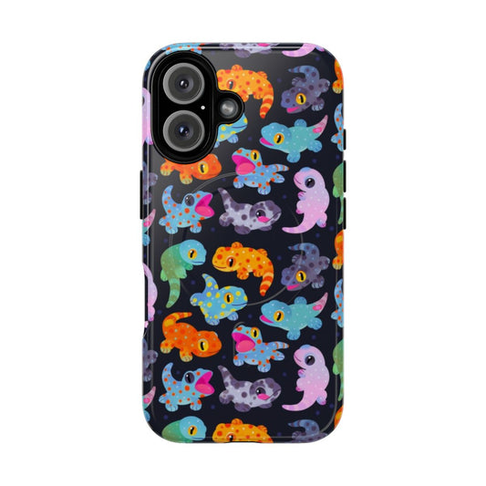 Tokay gecko phone case featuring a detailed and colorful design