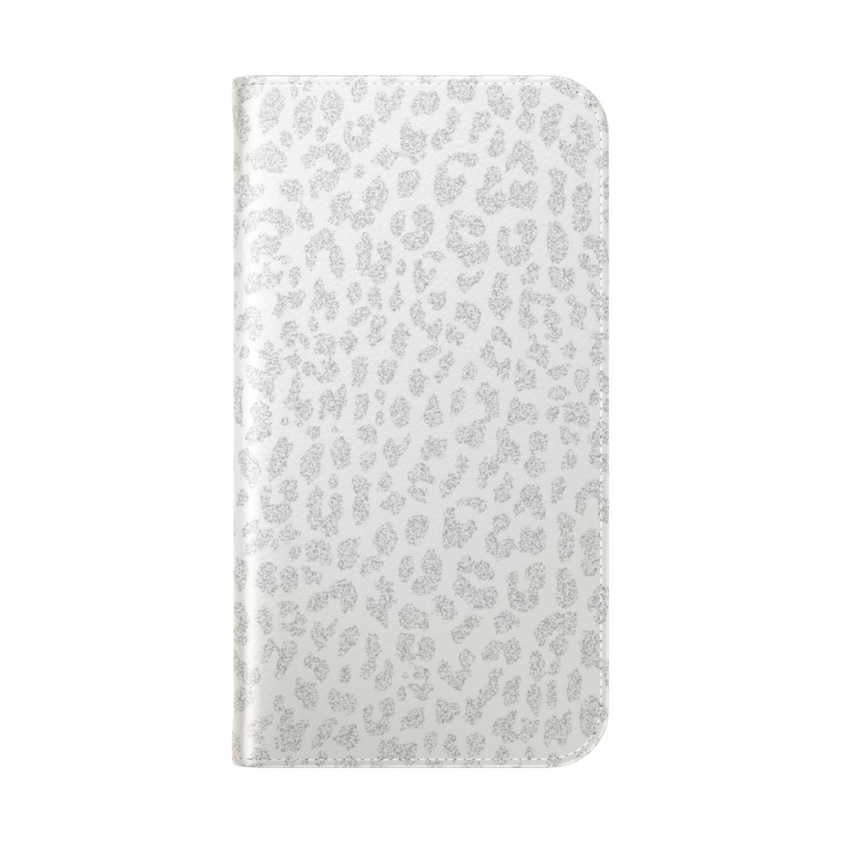 Gray leopard print flip cover phone case - Folded Back