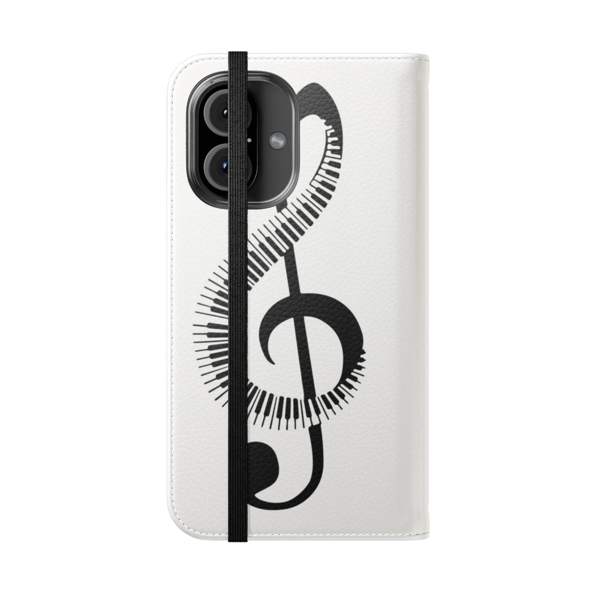 Piano note flip phone case featuring a musical design for music lovers. - Folded Front