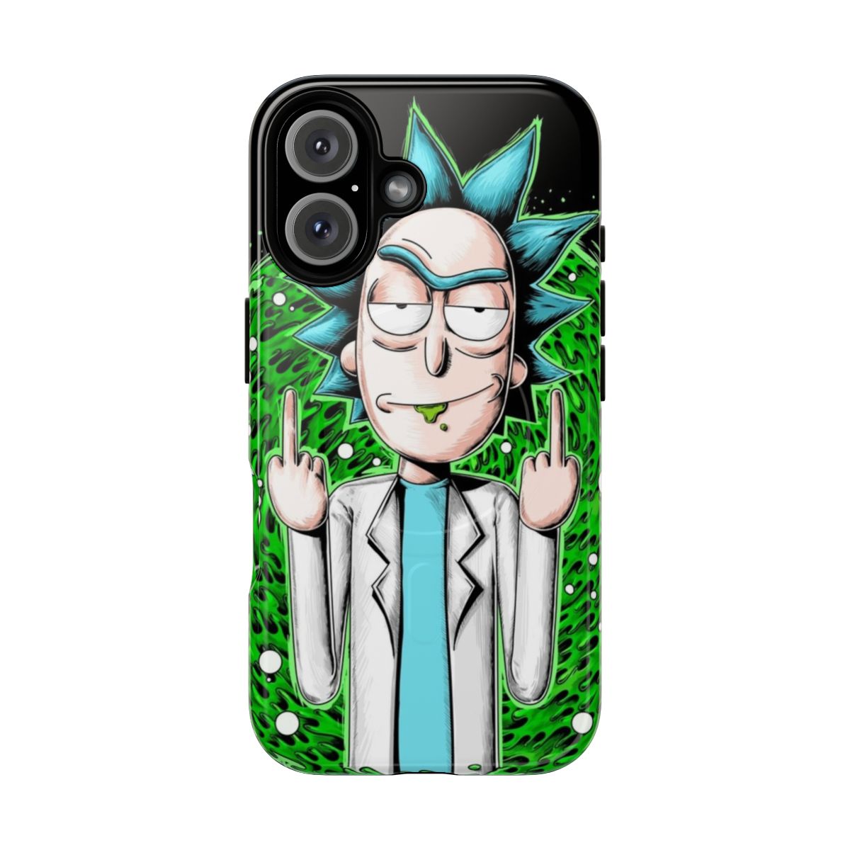 Magnetic tough phone case featuring Rick and Morty characters and phrases