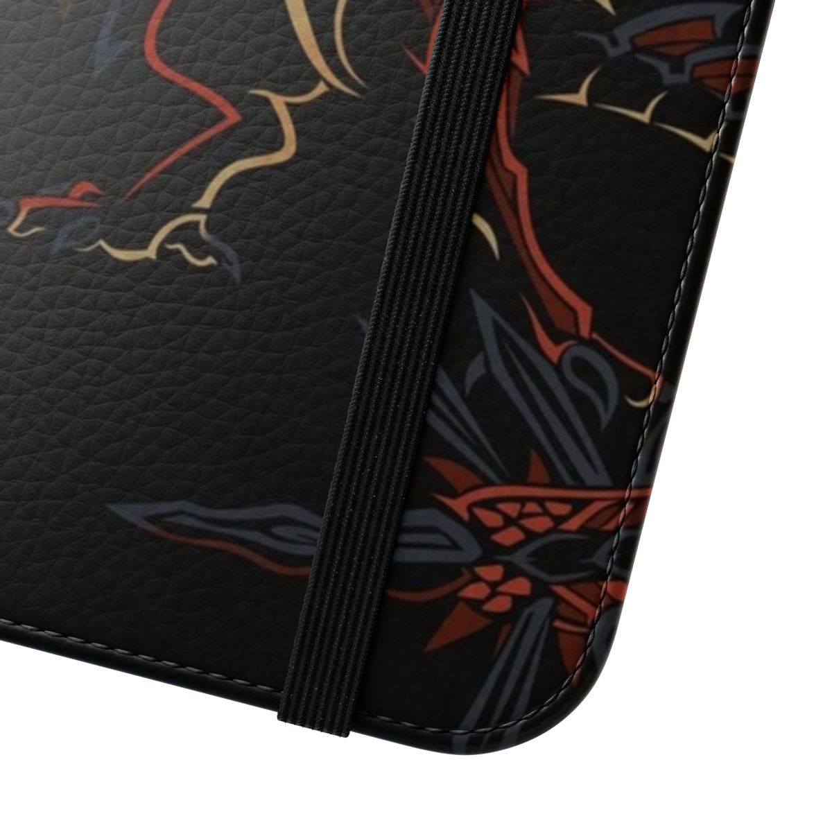 Detailed Rathalos-inspired fantasy flip cover phone case for Monster Hunter World fans - Close Up