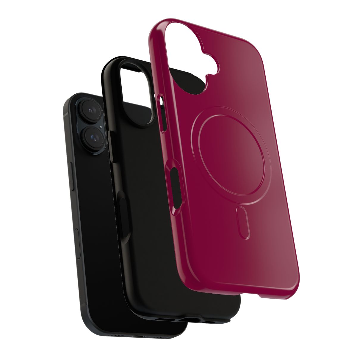 Raspberry-colored phone case with a plain background, showcasing a minimalist and chic design - Layers