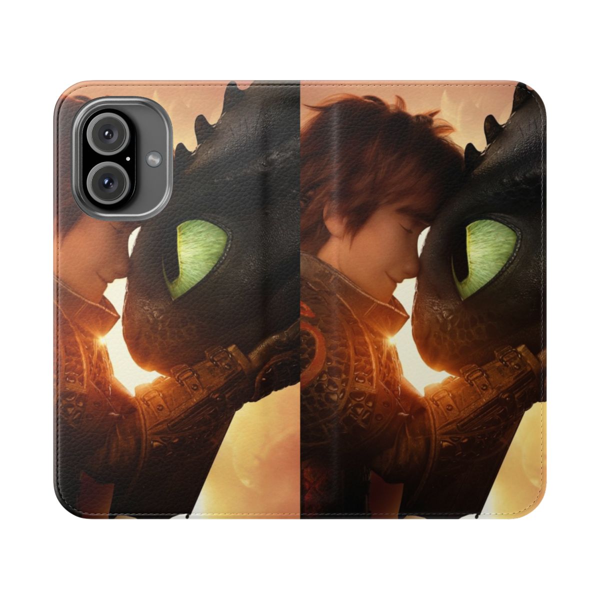 Flip cover phone case with dragon design inspired by the How to Train Your Dragon movie series