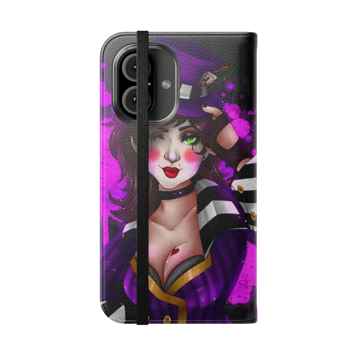 Miss Moxxi inspired phone case cover in purple and black color - Folded Front