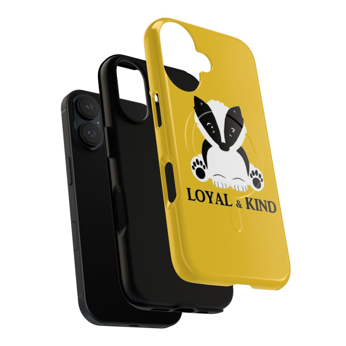 A cute and loyal badger-inspired magnetic phone case for wizarding world fans. - Layers