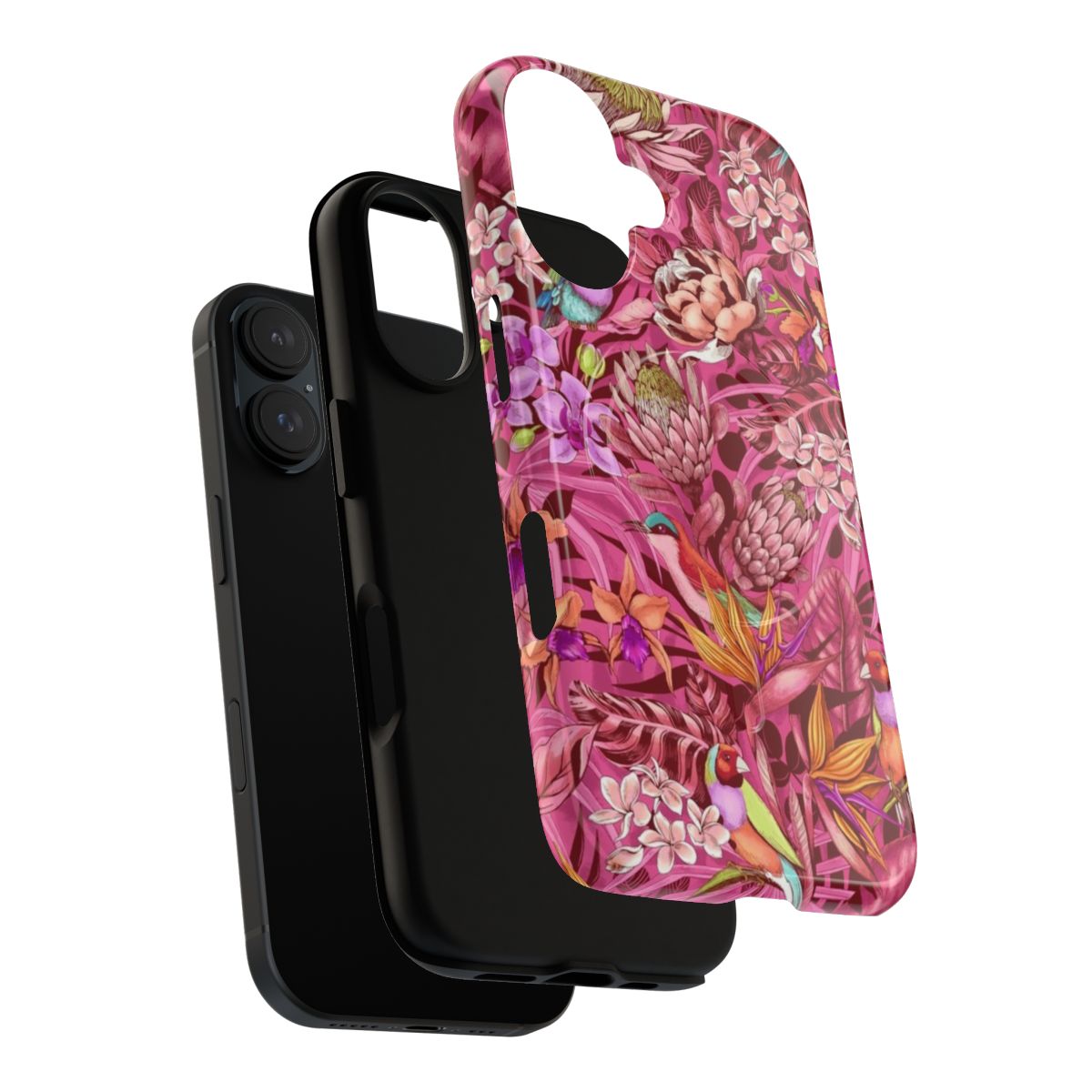 Colorful tropical floral phone case with magnetic tough design - Layers