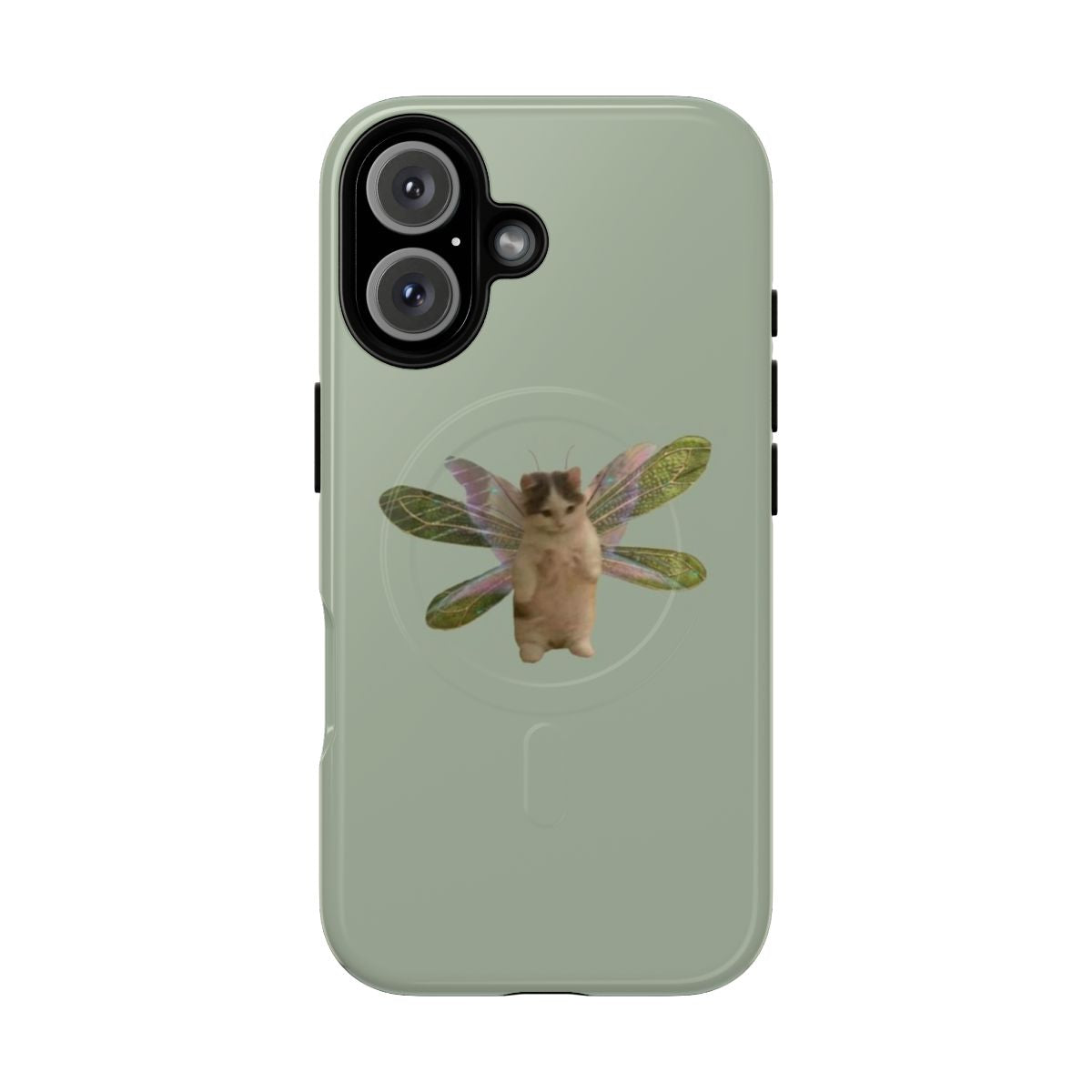 Whimsical fairy cat phone case with wings and floral design