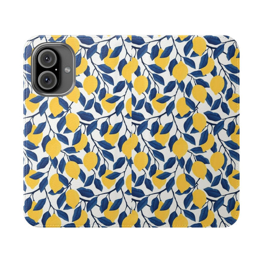 A vibrant lemon-patterned phone case