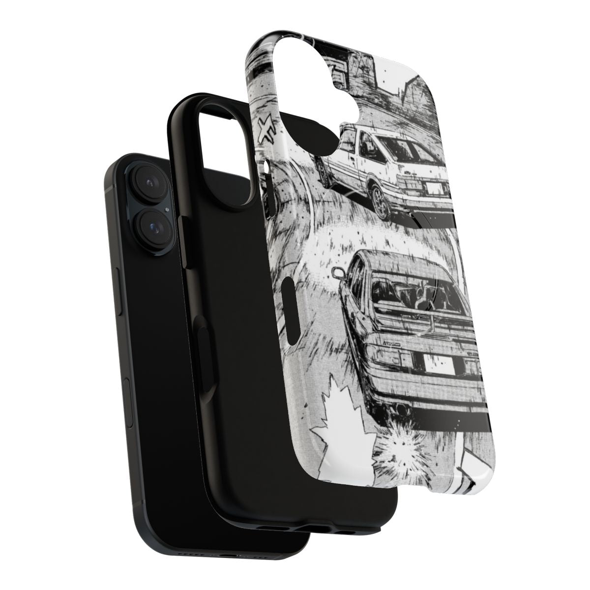 Initial D Manga Art Phone Case Featuring AE86 and RX7 - Layers