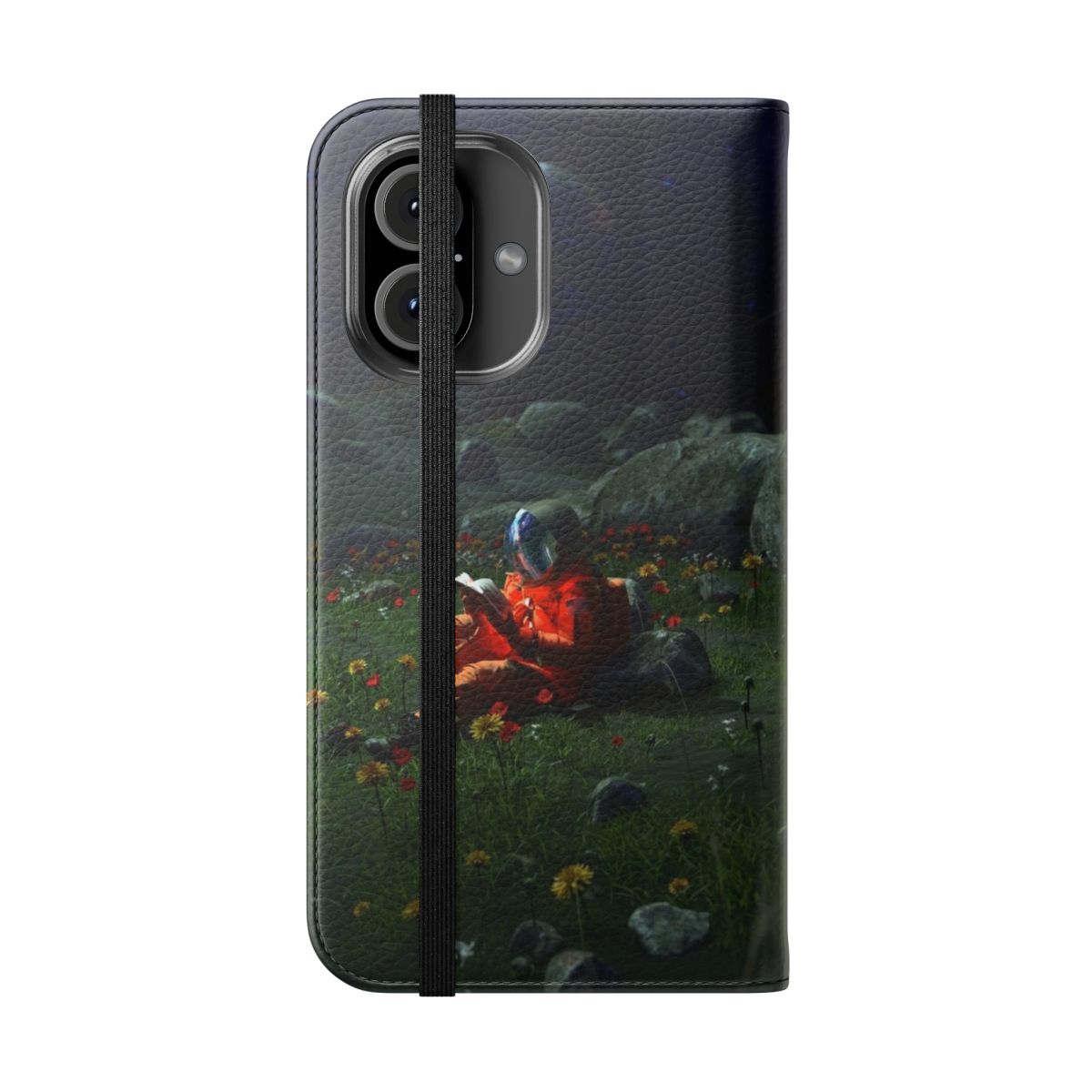 Cosmic phone case with surreal space and celestial imagery - Folded Front