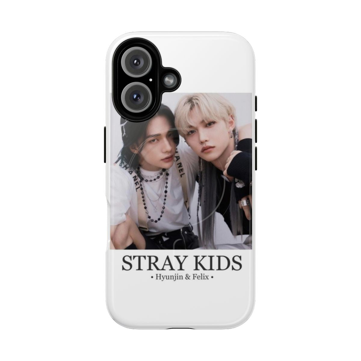 Minimalist phone case featuring Stray Kids members Hyunjin and Felix