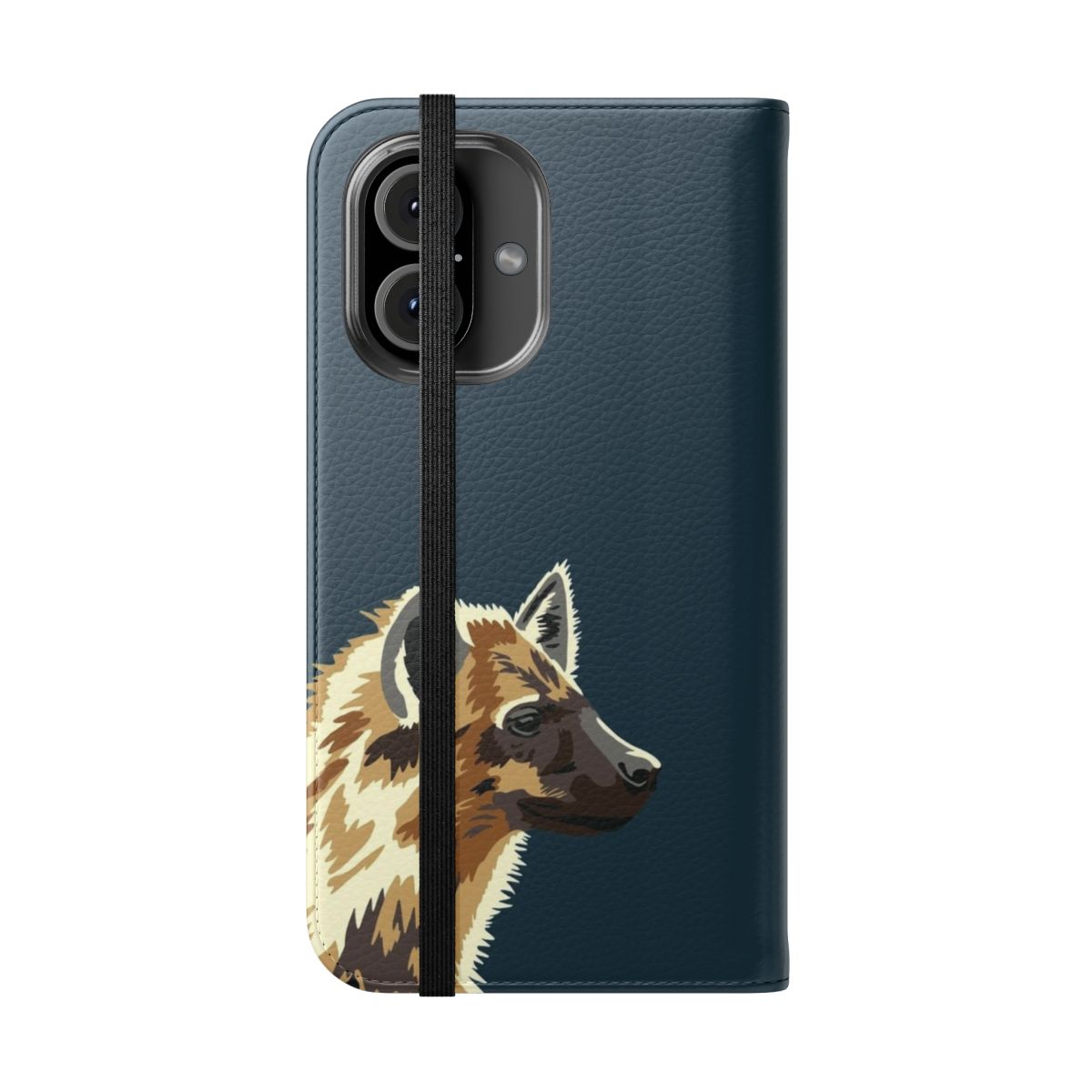 Spotted hyena portrait phone case with a simple, stylish design - Folded Front