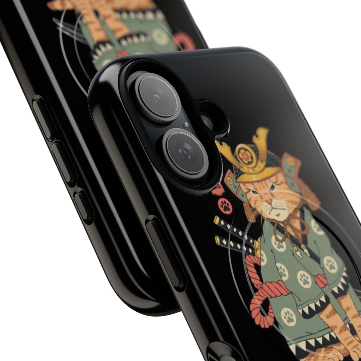 Neko Samurai Cat Design Phone Case with Magnetic and Tough Protection - Detail