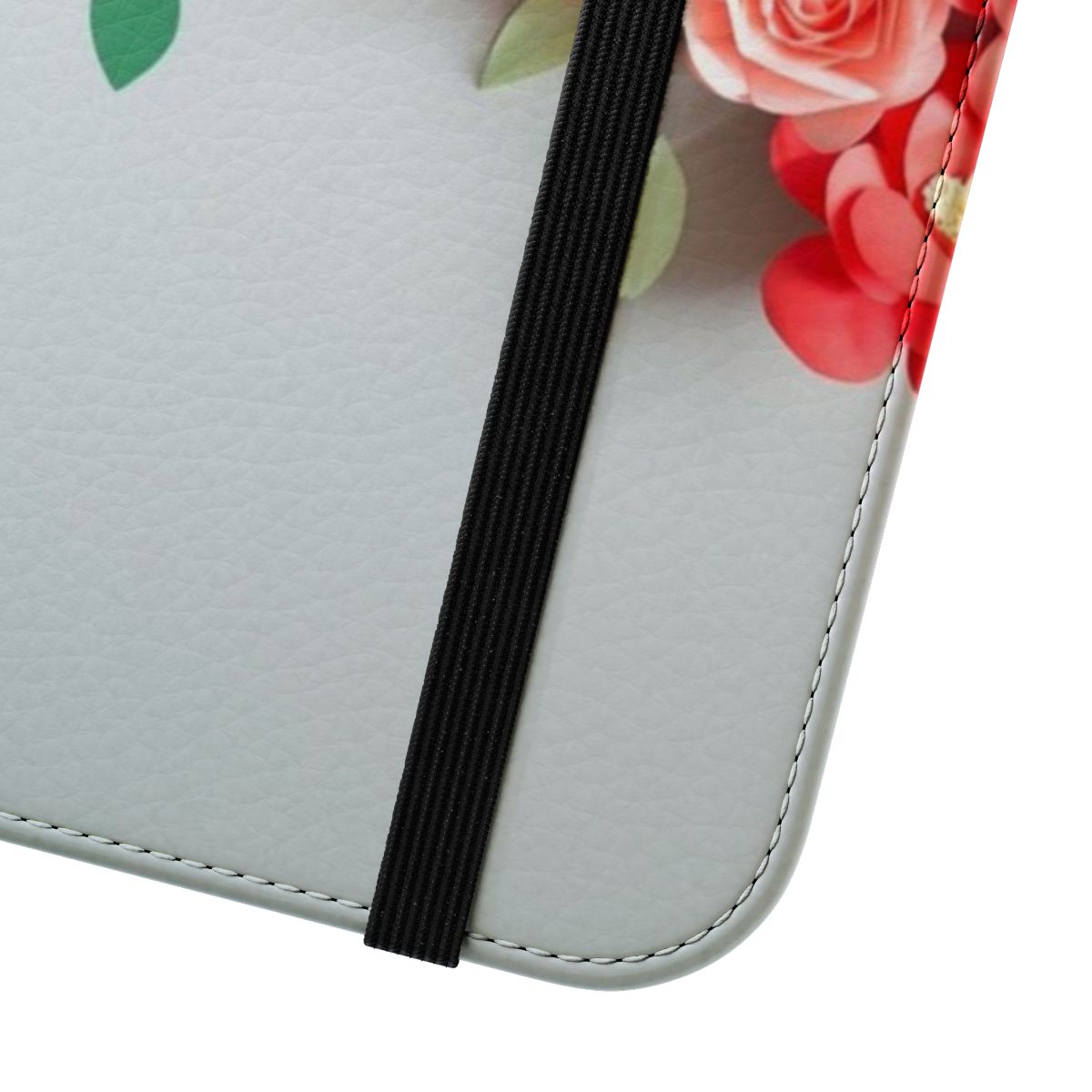 Handmade paper flower phone case with colorful floral design - Close Up