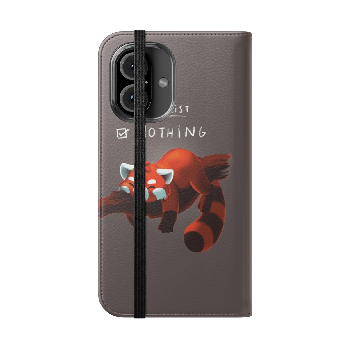 Cute fluffy red panda on a phone case design with the text "Red Panda Day - to Do List Nothing" - Folded Front