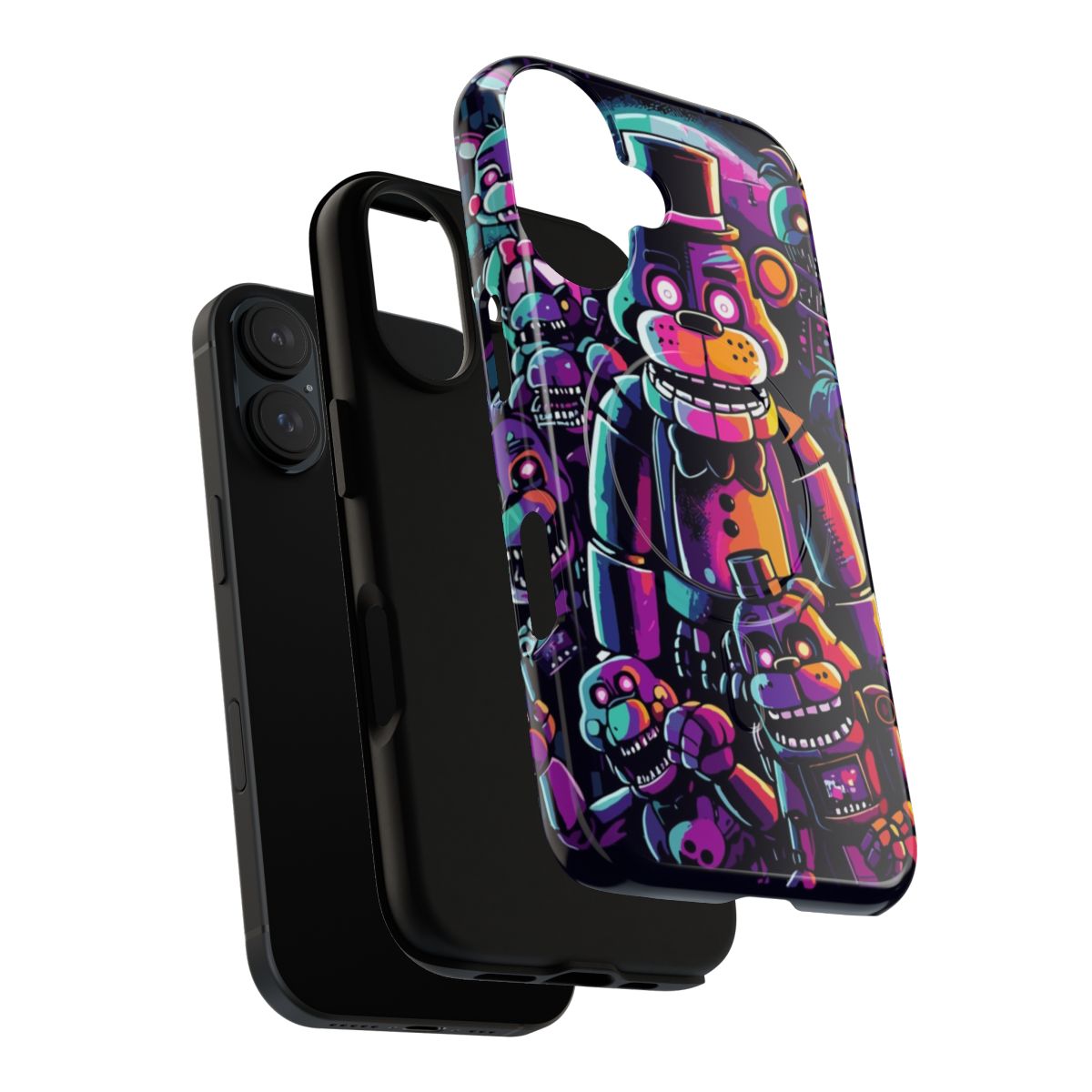 Five Nights at Freddy's inspired magnetic tough phone case featuring Freddy Fazbear, Bonnie, Chica, and Foxy - Layers