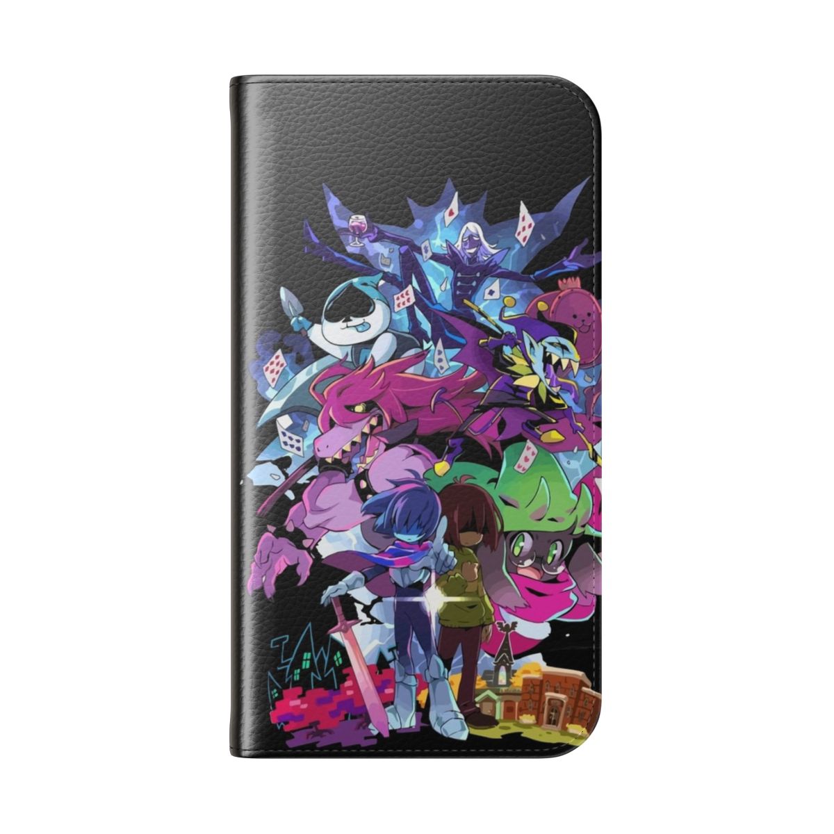 Deltarune-inspired adventure flip cover phone case with custom fan art design - Folded Back