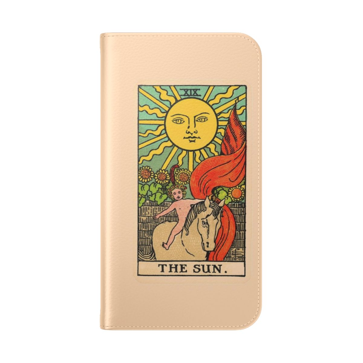 Tarot-Inspired Sun Flip Cover Phone Case - Folded Back