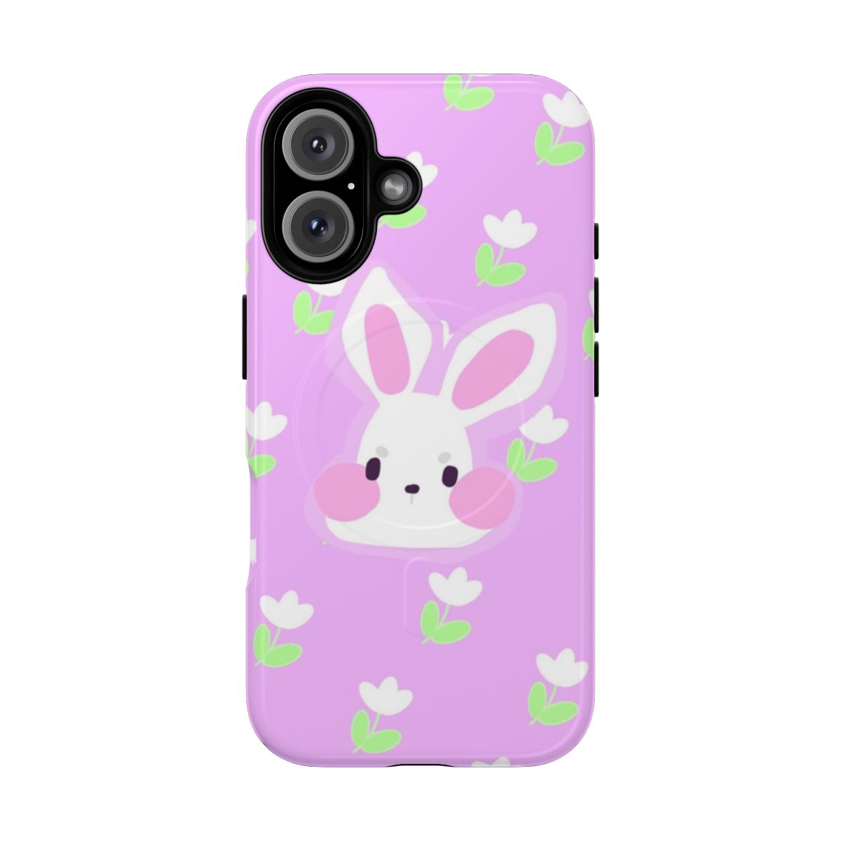 Cute pink and purple bunny phone case with magnetic and tough design