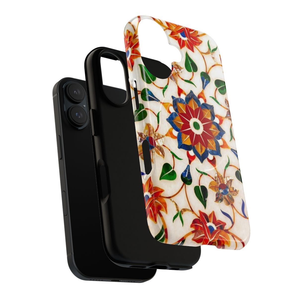 Taj Mahal inspired floral design magnetic tough phone case - Layers