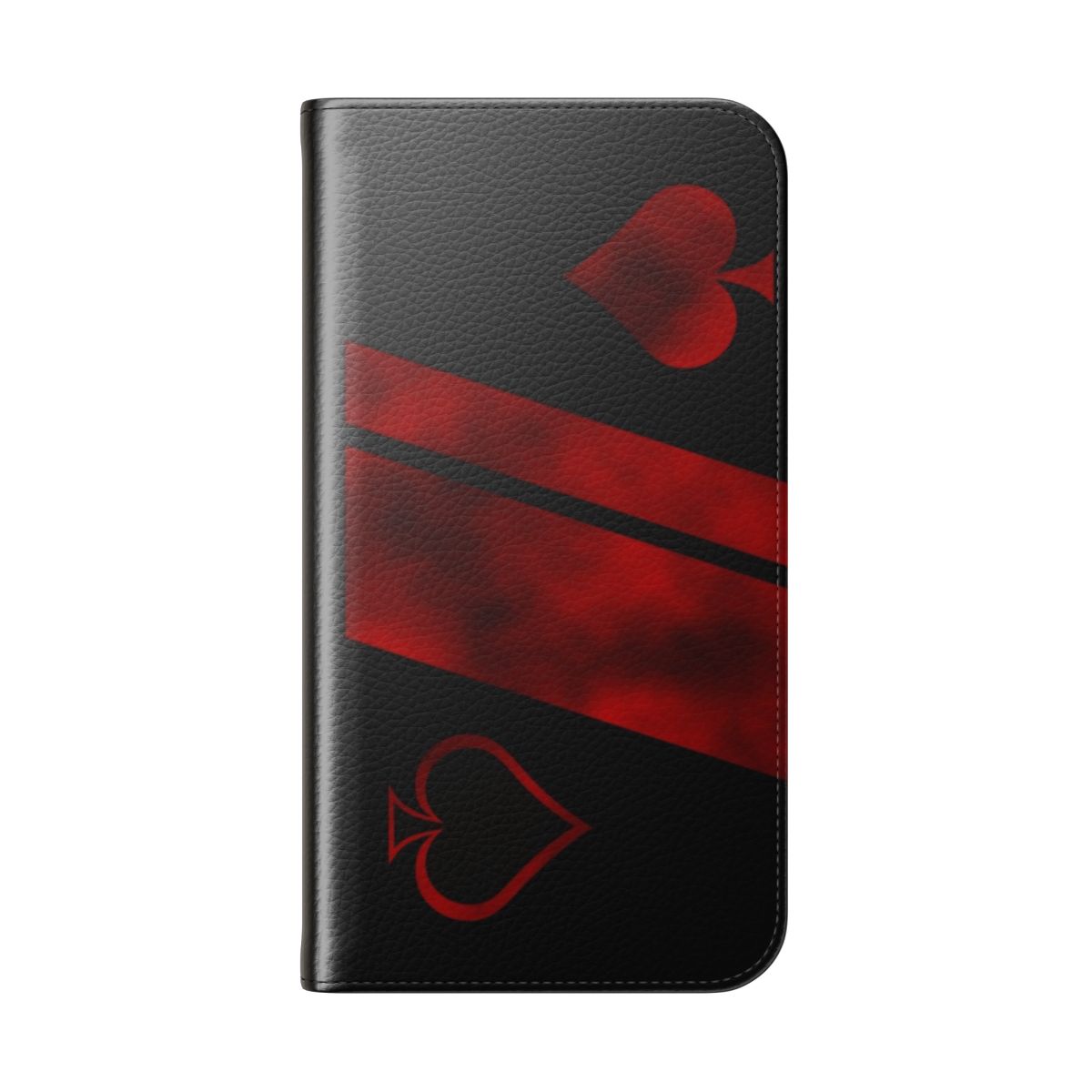 Destiny-inspired flip cover phone case with spade and red/black color scheme - Folded Back