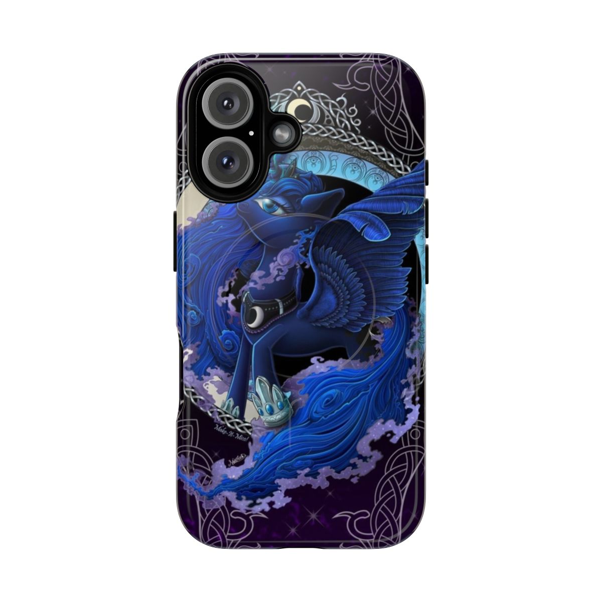 Durable phone case with a moon design, inspired by the My Little Pony character Princess Luna.